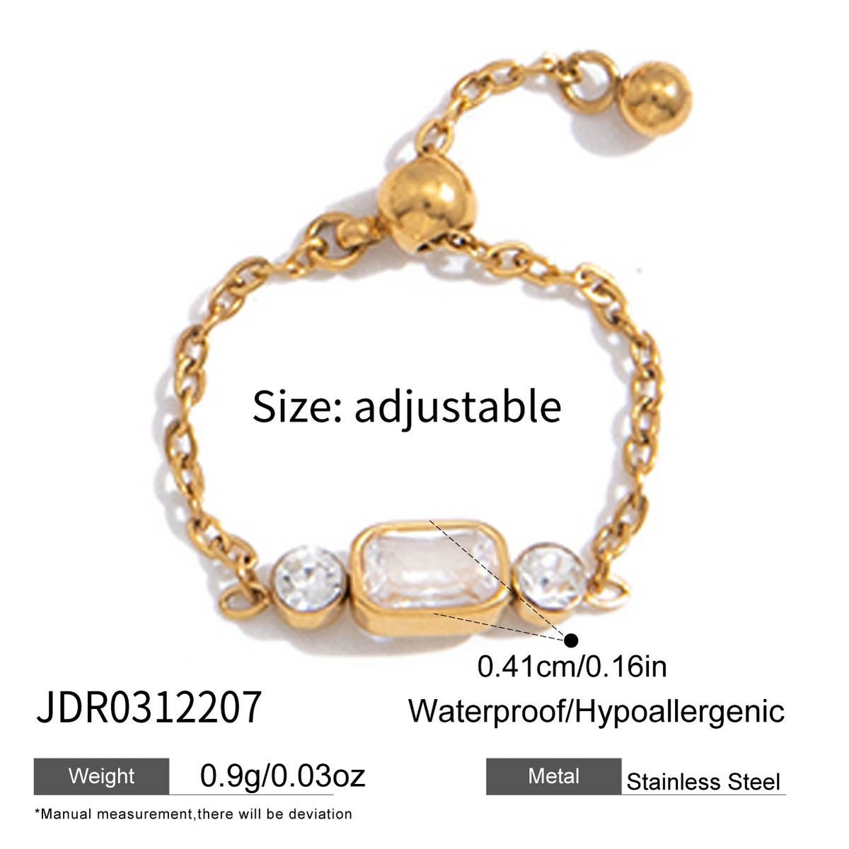 Golden Baguette Trio Chain Ring