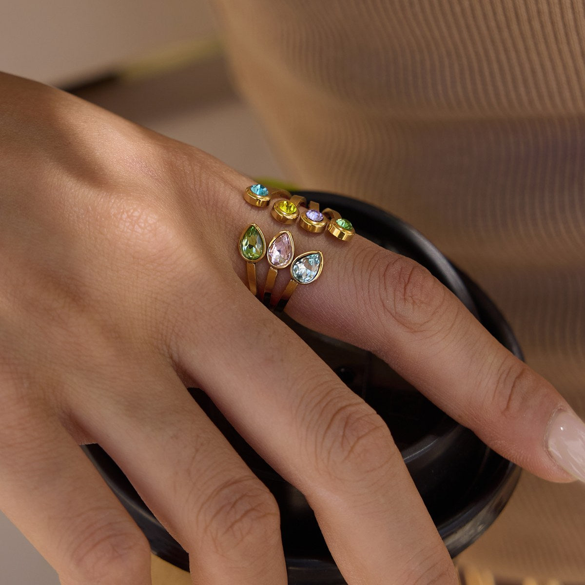 Aura Pastel Gem Cluster Ring