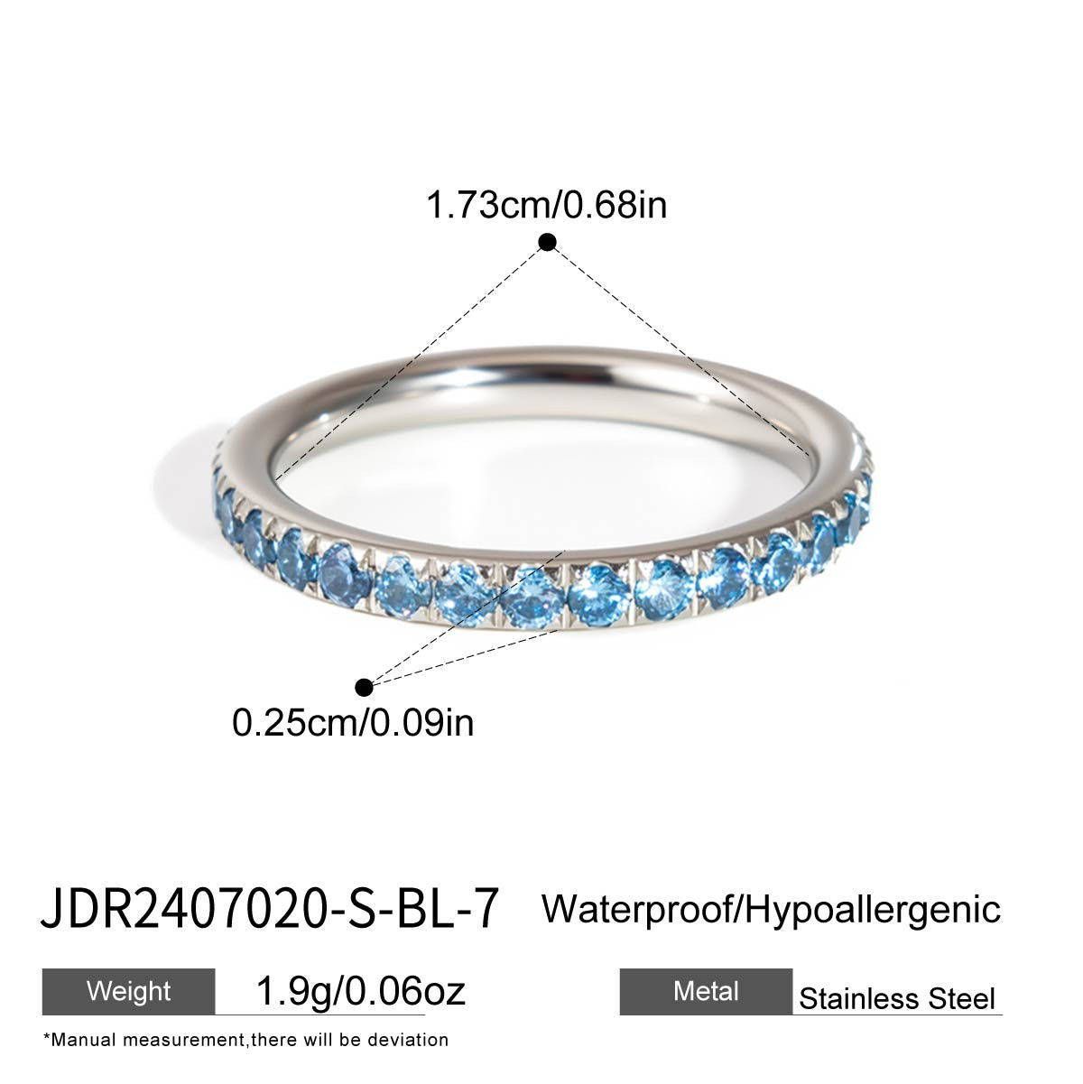 Glowing Blue Eternity Band · Silver