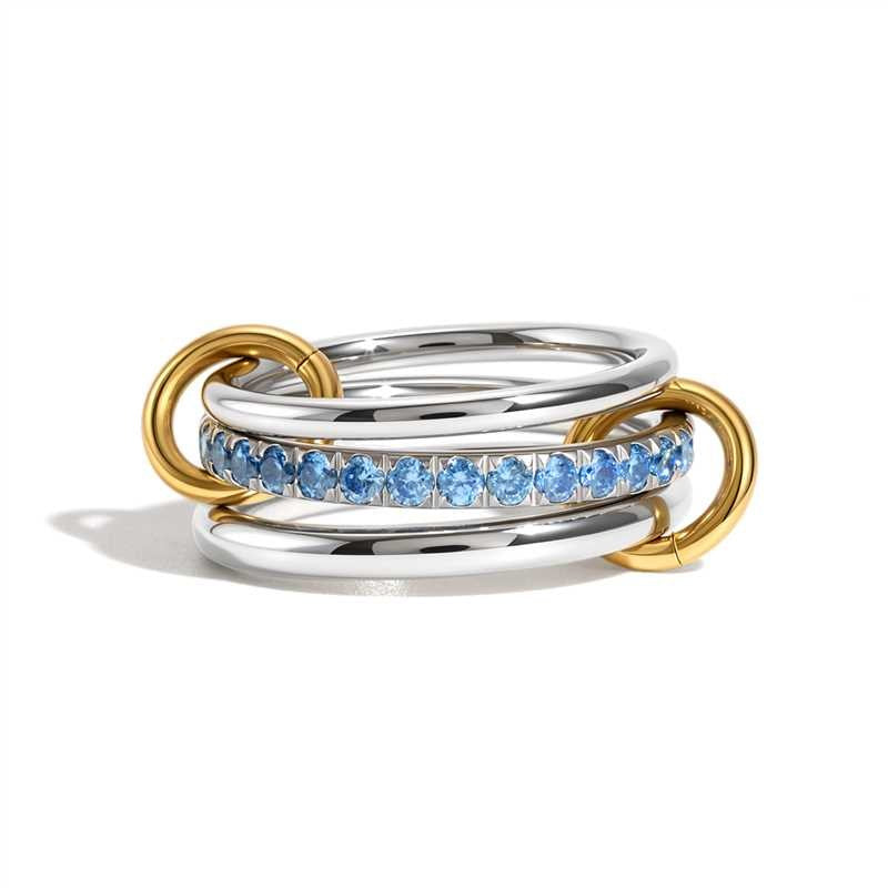 Her Blue Linked Stack Ring
