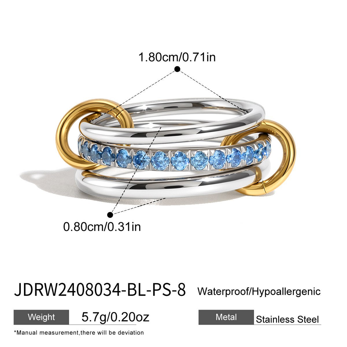 Her Blue Linked Stack Ring