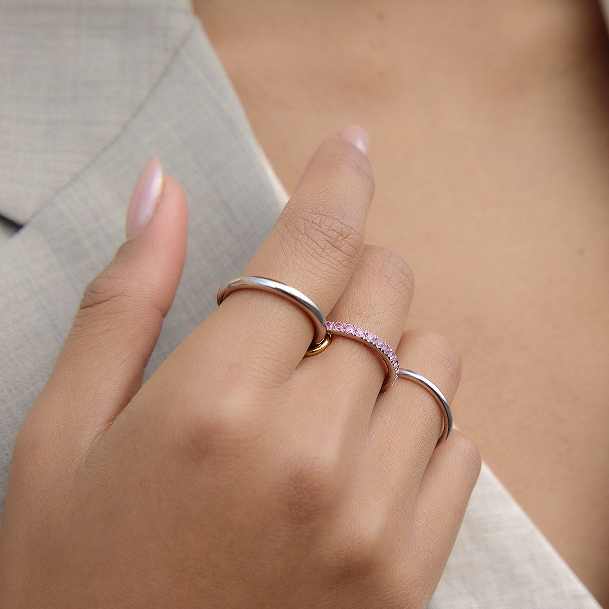 Her Pink Linked Stack Ring