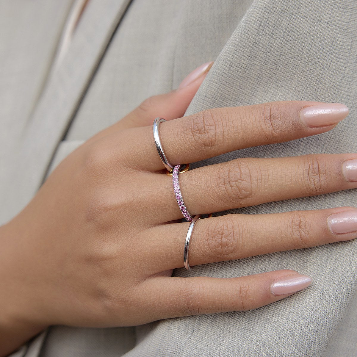 Her Pink Linked Stack Ring
