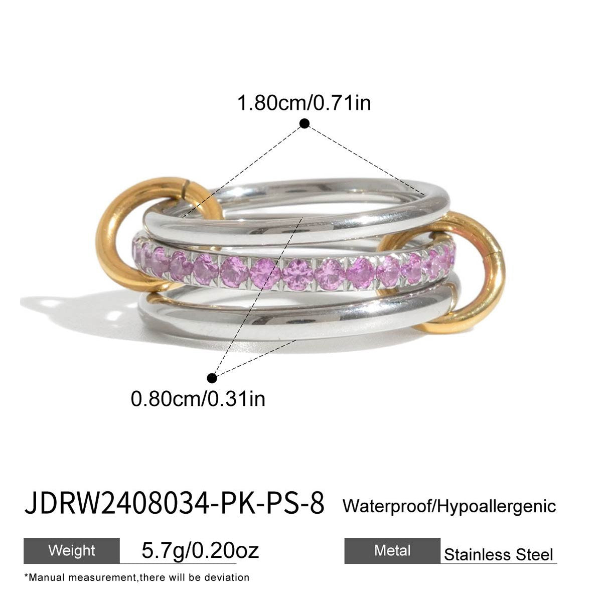 Her Pink Linked Stack Ring